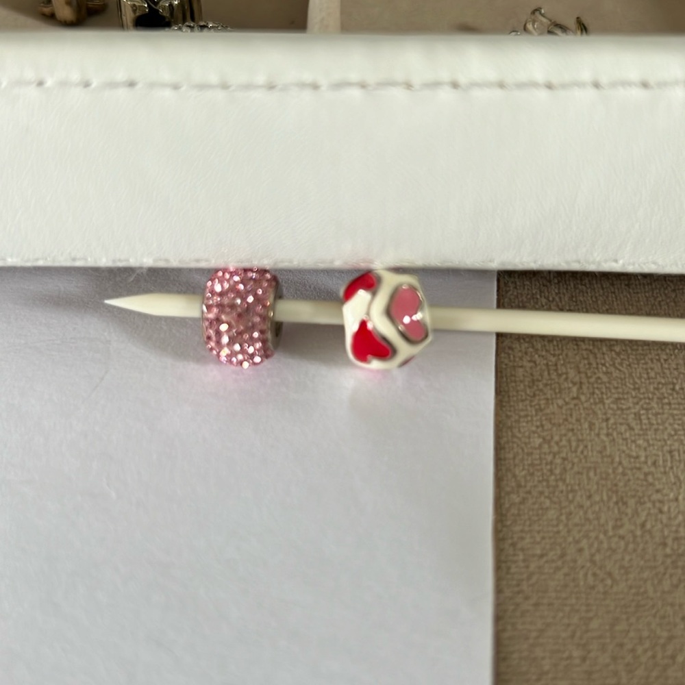 Silver beads with crystals and enamel